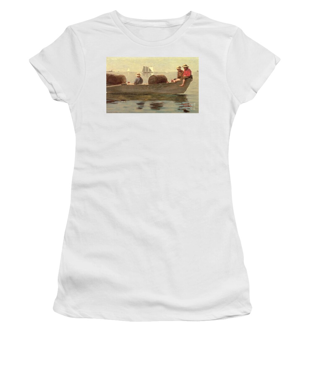 Boat Women's T-Shirt featuring the painting Three Boys in a Dory by Winslow Homer