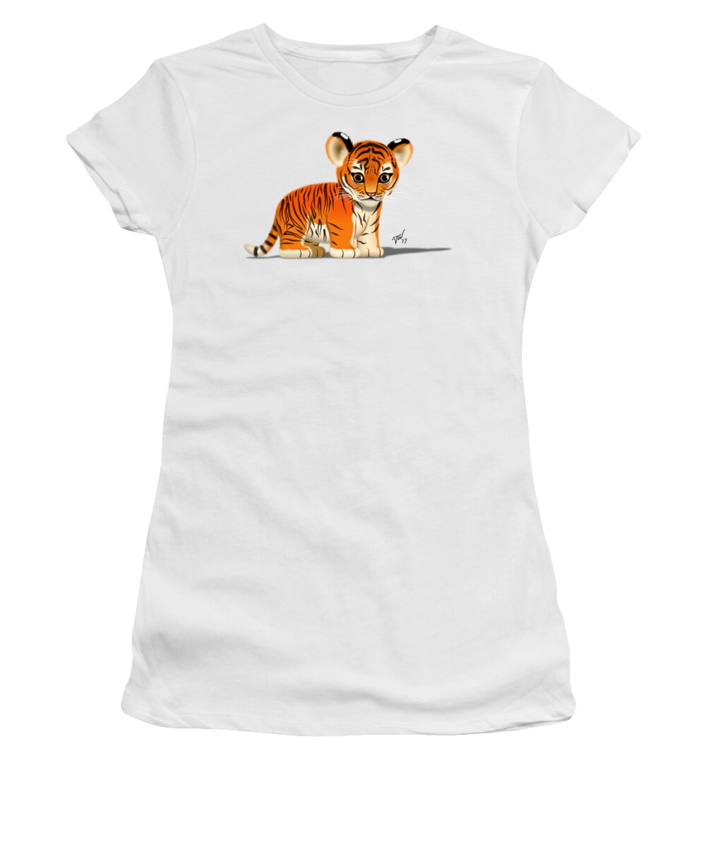 Wildlife Women's T-Shirt featuring the digital art Tiger Cub by John Wills