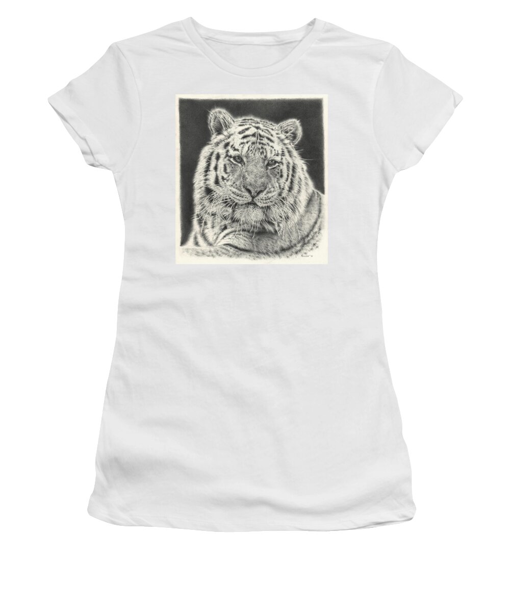 Tiger Women's T-Shirt featuring the drawing Tiger Drawing by Casey 'Remrov' Vormer