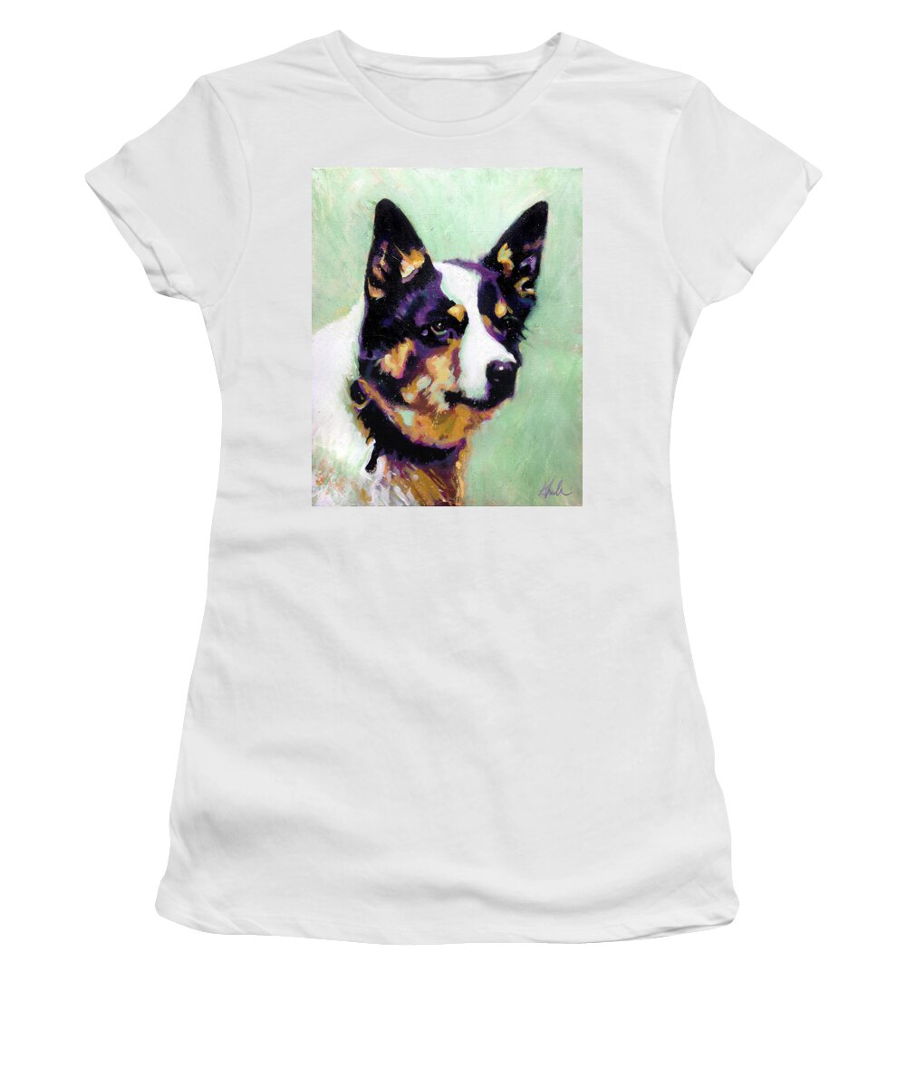 Cattle Dog Women's T-Shirt featuring the painting Tika by Steve Gamba
