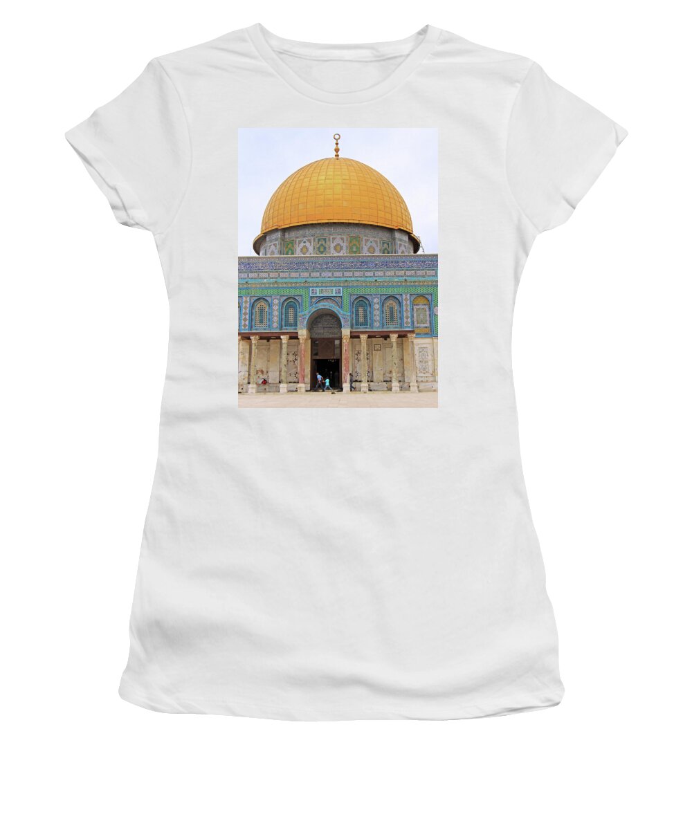 Dome Of The Rock Women's T-Shirt featuring the photograph Time for Prayer by Munir Alawi