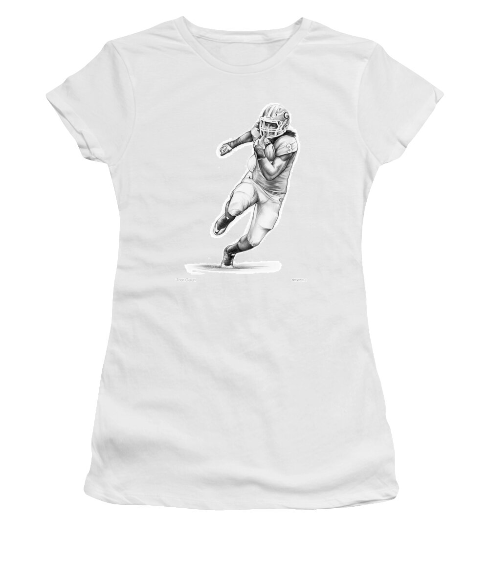 Todd Gurley Women's T-Shirt featuring the drawing Todd Gurley by Greg Joens