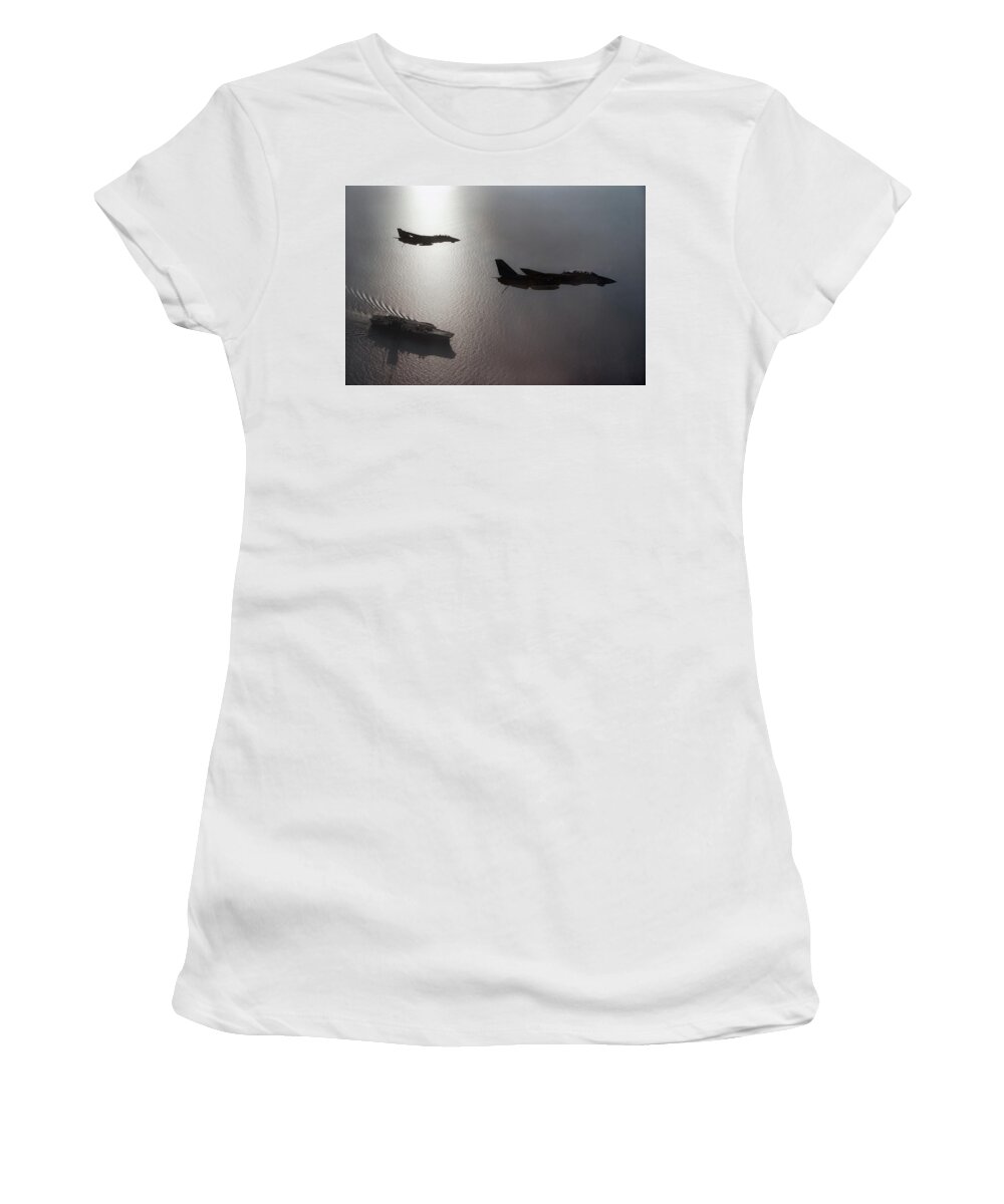 Aviation Women's T-Shirt featuring the photograph Tomcat Silhouette by Peter Chilelli