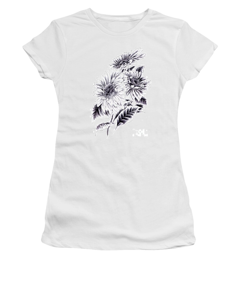 Sunflower Women's T-Shirt featuring the drawing Towards the Light by Alice Chen