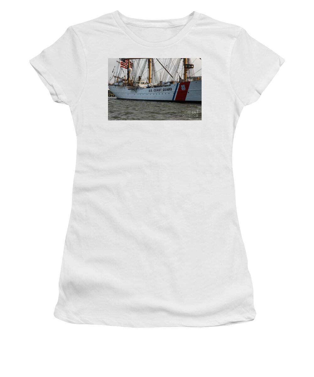 Tall Ship Uscg Barque Eagle Women's T-Shirt featuring the photograph Training Cutter by Dale Powell