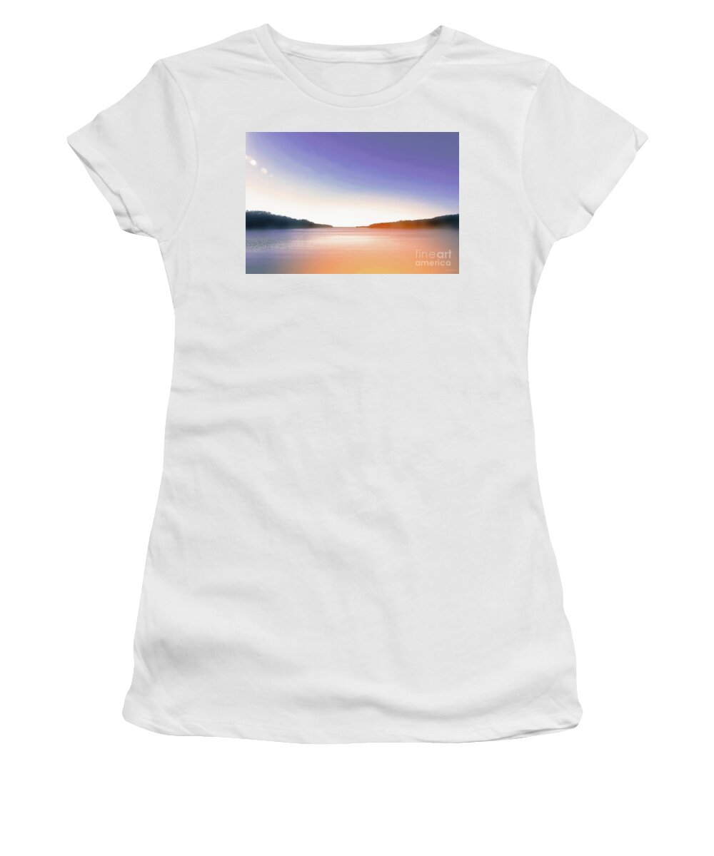 Interior Design Women's T-Shirt featuring the photograph Tranquil Afternoon At The Lake by Lena Wilhite