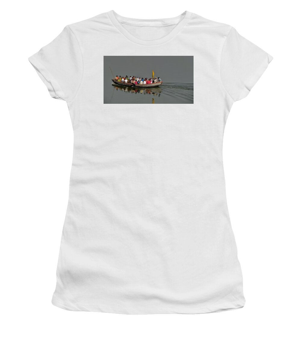  Women's T-Shirt featuring the photograph Transport across the Ganges-Varanasi India by Duncan Davies