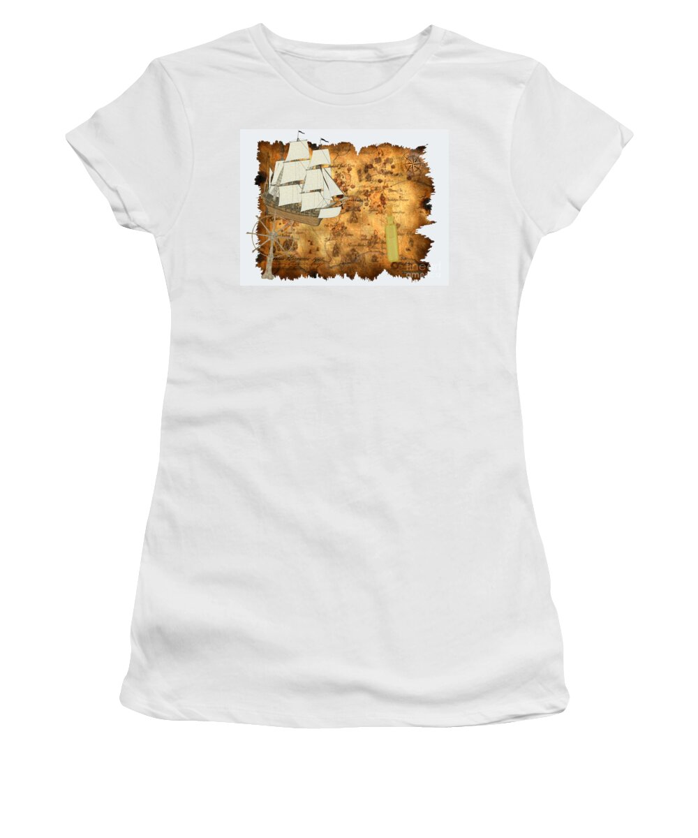 Treasure Map Women's T-Shirt featuring the painting Treasure Map by Corey Ford