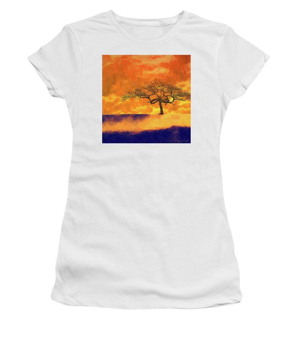'abstracts Plus' Collection By Serge Averbukh Women's T-Shirt featuring the digital art Tree of Life - Golden Fog by Serge Averbukh