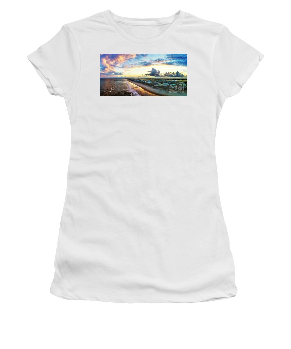 Surf City Women's T-Shirt featuring the photograph Tri Colored Beach by DJA Images