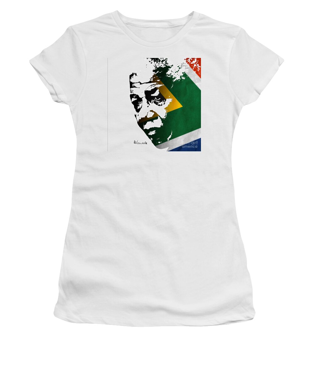 Prott Women's T-Shirt featuring the digital art tribute to Nelson Mandela by Rudi Prott