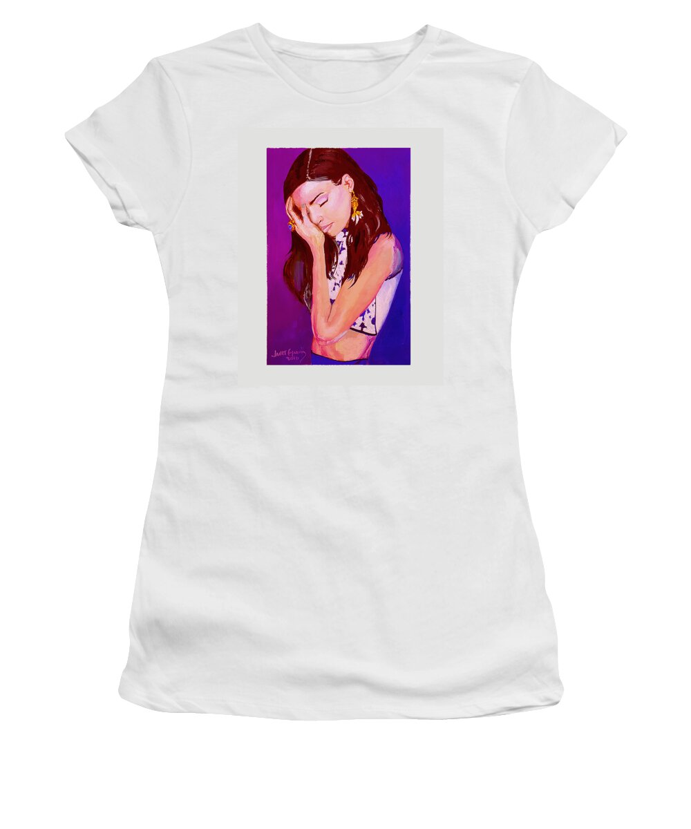 People Women's T-Shirt featuring the painting Troubled by Janet Garcia
