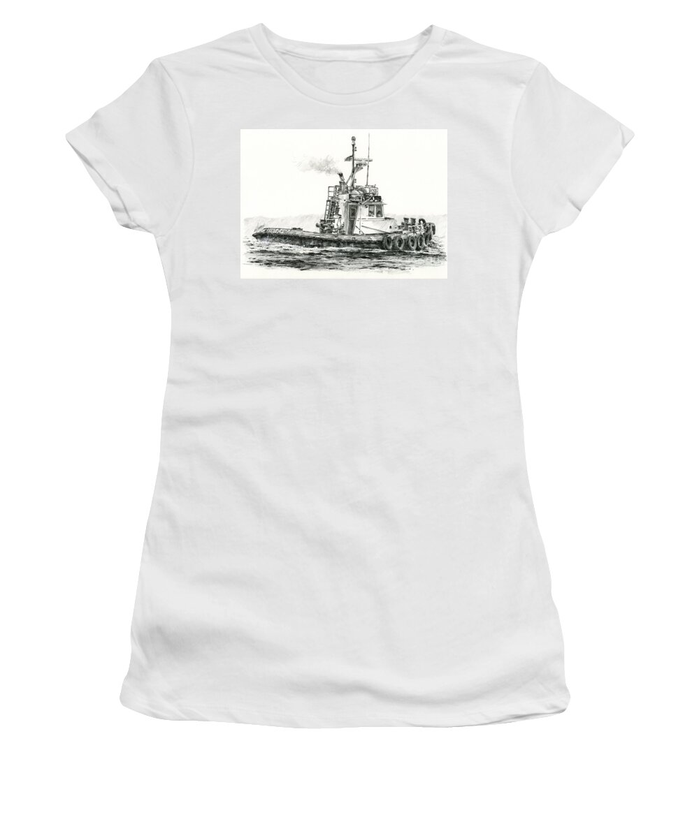  Tugs Women's T-Shirt featuring the drawing Tugboat KELLY FOSS by James Williamson