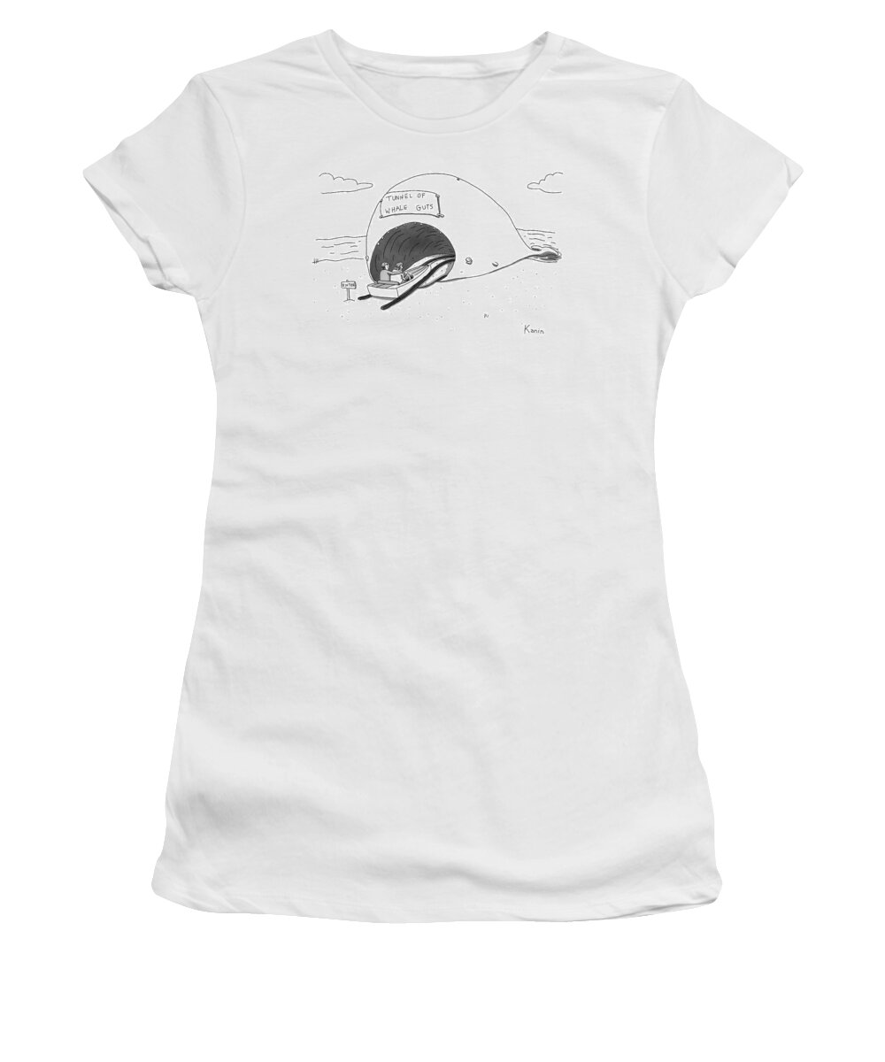 Guts Women's T-Shirt featuring the drawing Tunnel of Whale Guts by Zachary Kanin