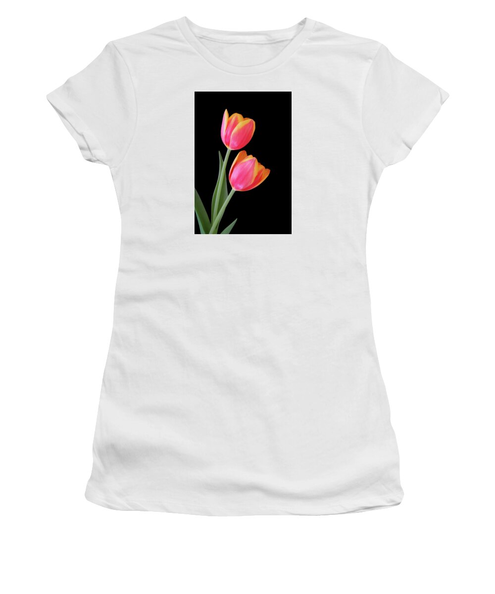 Tulips Women's T-Shirt featuring the photograph Two Beauties by Johanna Hurmerinta