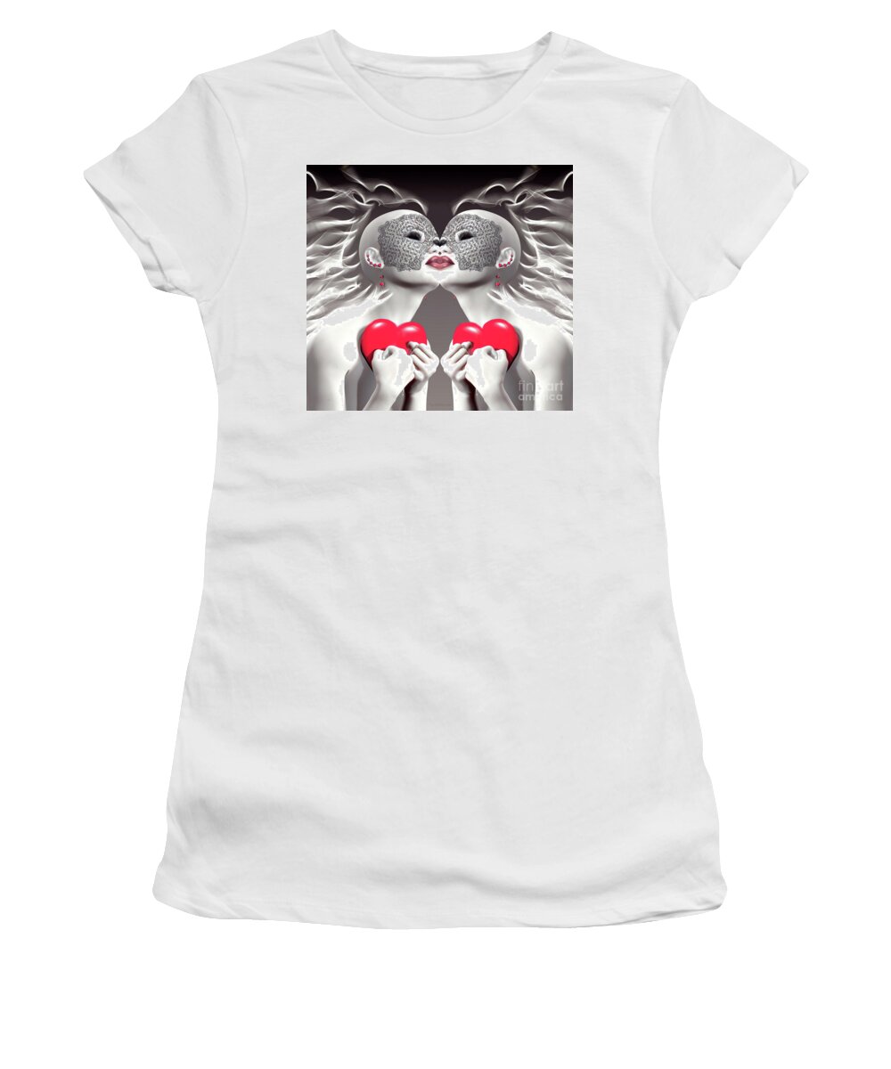 Mercy Women's T-Shirt featuring the digital art Two Merciful Hearts by Barbara Milton