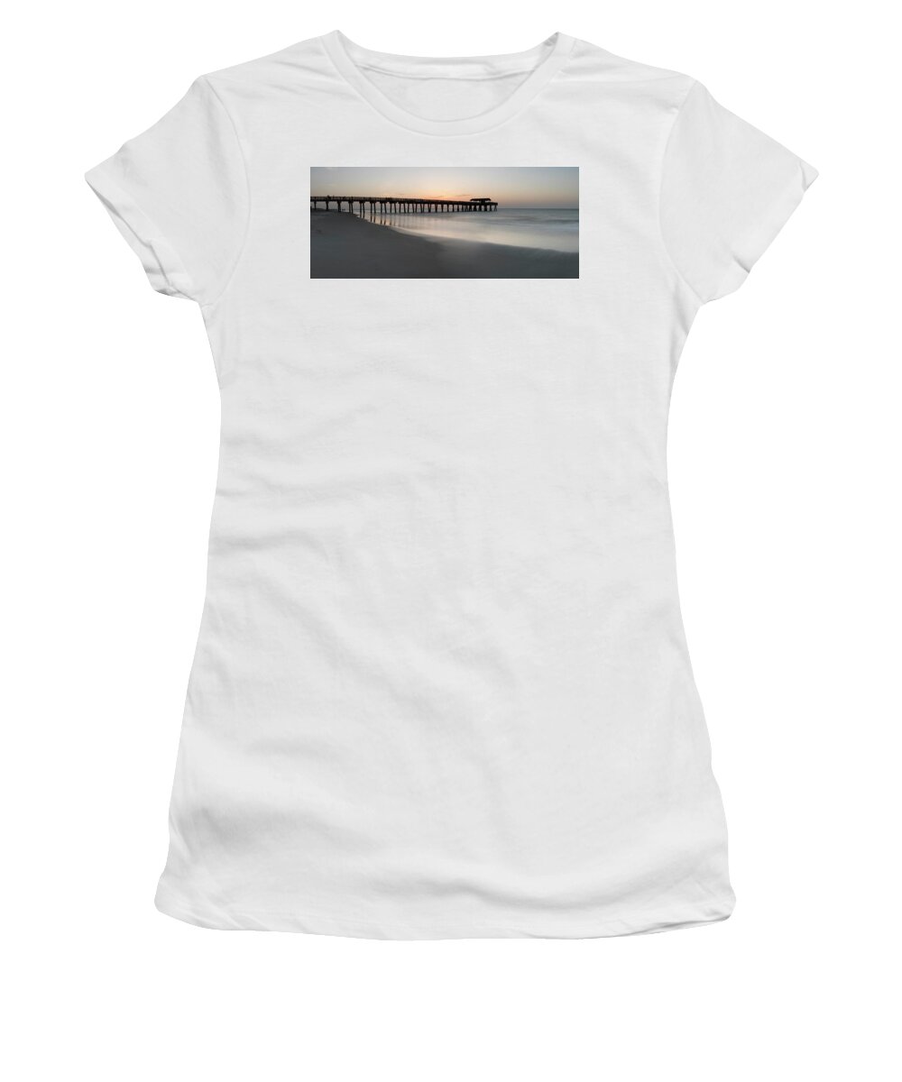Tybee Beach Women's T-Shirt featuring the photograph Tybee Island Pano by Ray Silva