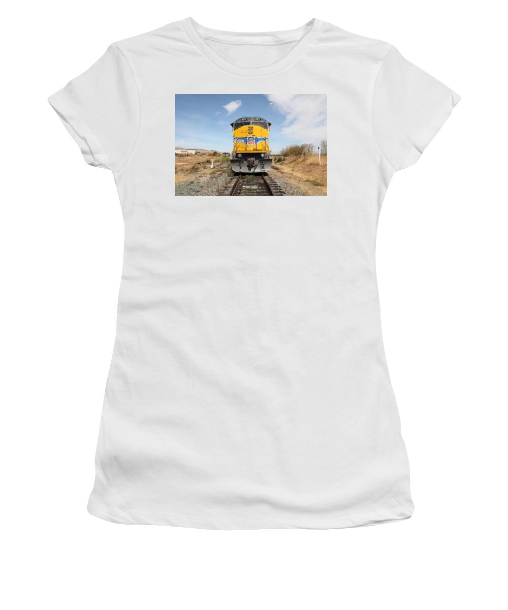 Bay Area Women's T-Shirt featuring the photograph Union Pacific Locomotive Trains . 5D18644 by Wingsdomain Art and Photography