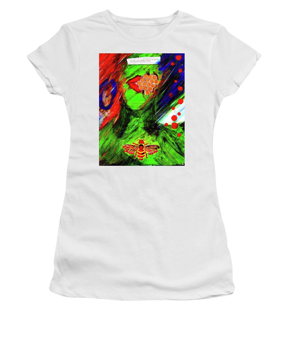 Music Women's T-Shirt featuring the mixed media Untitled Dylan by Meghan Elizabeth