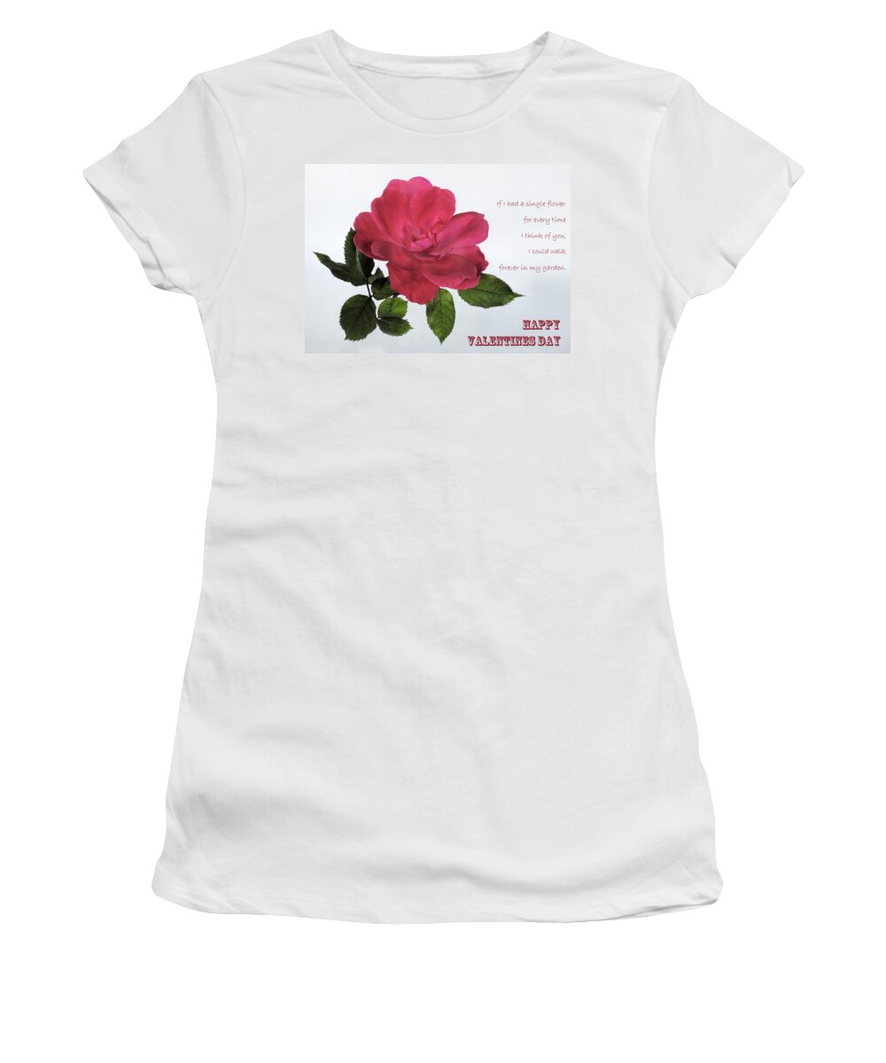 Bloom Women's T-Shirt featuring the photograph Valentine Rose by David and Carol Kelly