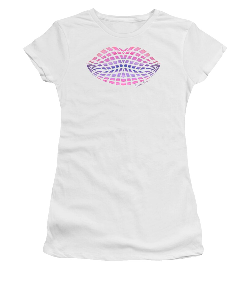 Vasarely Women's T-Shirt featuring the drawing Vasarely Style Lips by Heather Schaefer