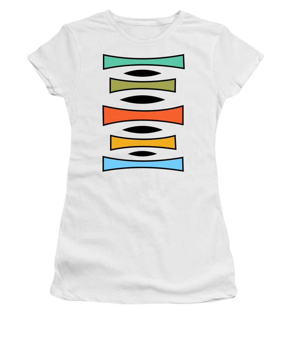 Mid Century Modern Women's T-Shirt featuring the digital art Vertical Trapezoids by Donna Mibus