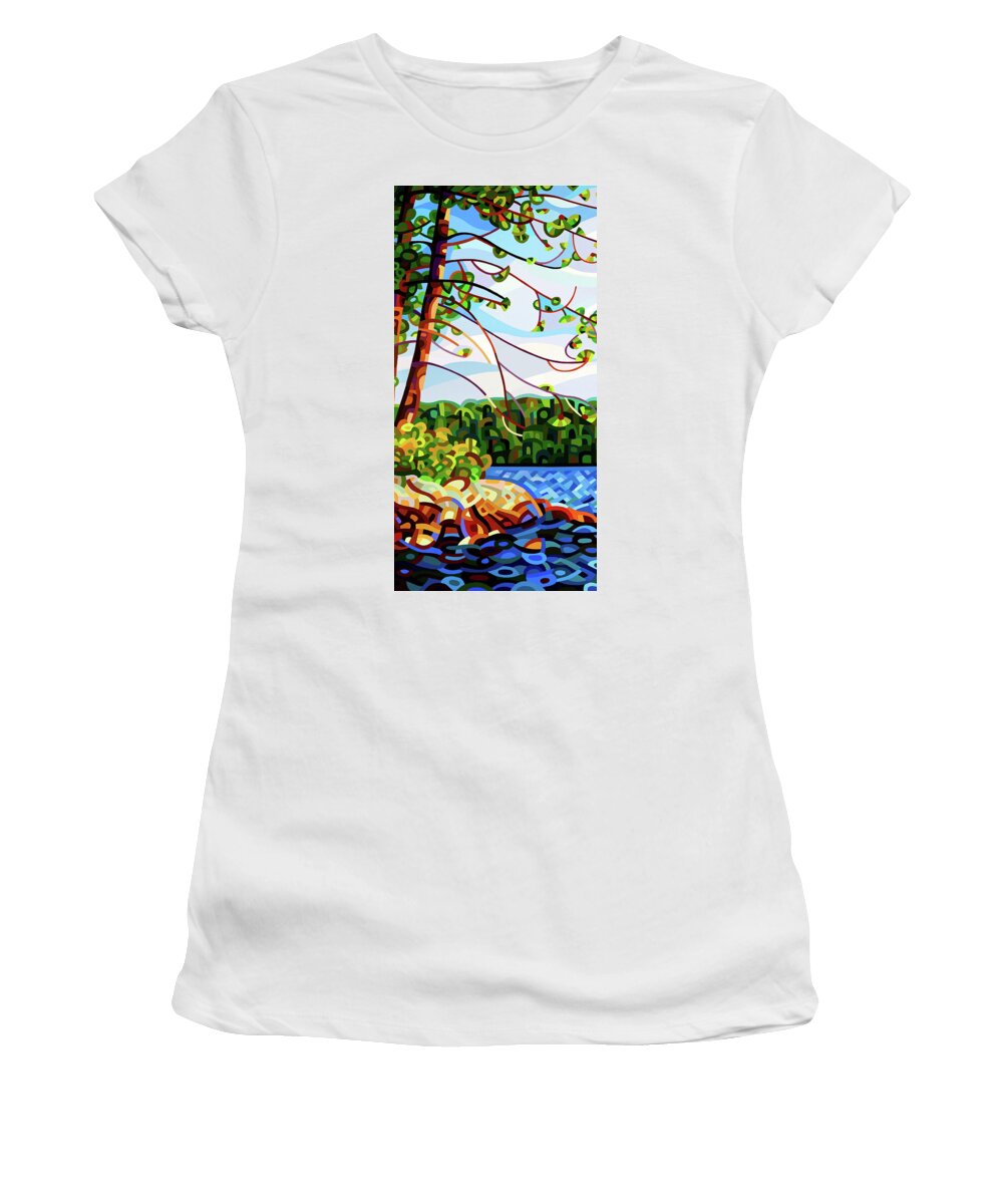 Abstract Women's T-Shirt featuring the painting View From Mazengah - crop by Mandy Budan