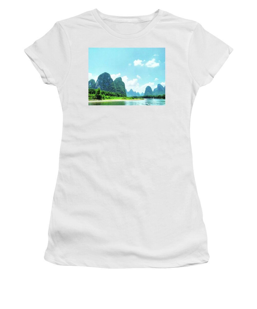 Sky Women's T-Shirt featuring the photograph A Moment on Li River by Kelly Santana