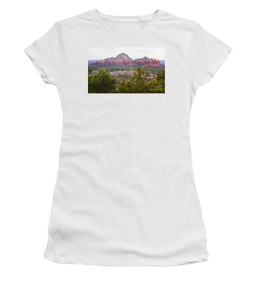 Sedona Women's T-Shirt featuring the photograph View of Sedona from the Airport Mesa by Chris Dutton