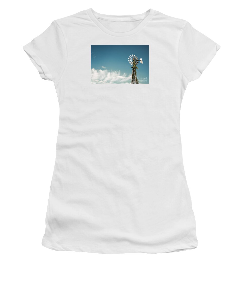 Canada Women's T-Shirt featuring the photograph Vines Growing Up a Windmill in Canada by Bryan Mullennix