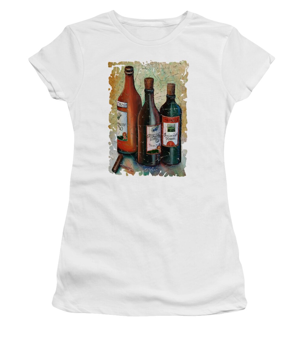 Fresco Women's T-Shirt featuring the digital art Vintage Georgian Wine Fresco by OLena Art