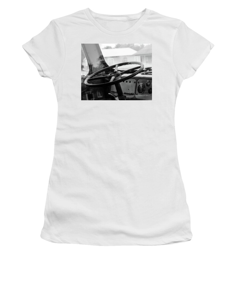 Steering Women's T-Shirt featuring the photograph Vintage steering by Adam Reinhart