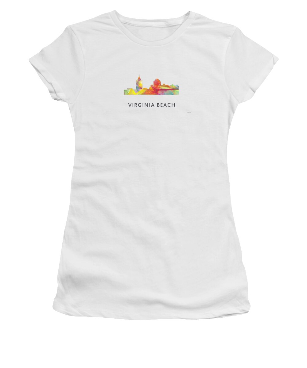 Virginia Beach Virginia Skyline Women's T-Shirt featuring the digital art Virginia Beach Virginia Skyline by Marlene Watson