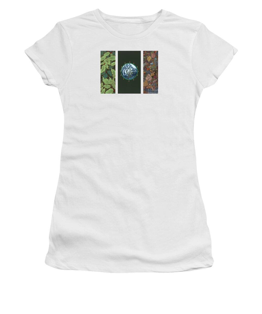 Viriditas Diptych Women's T-Shirt featuring the painting Viriditas Triptych by William Hart McNichols