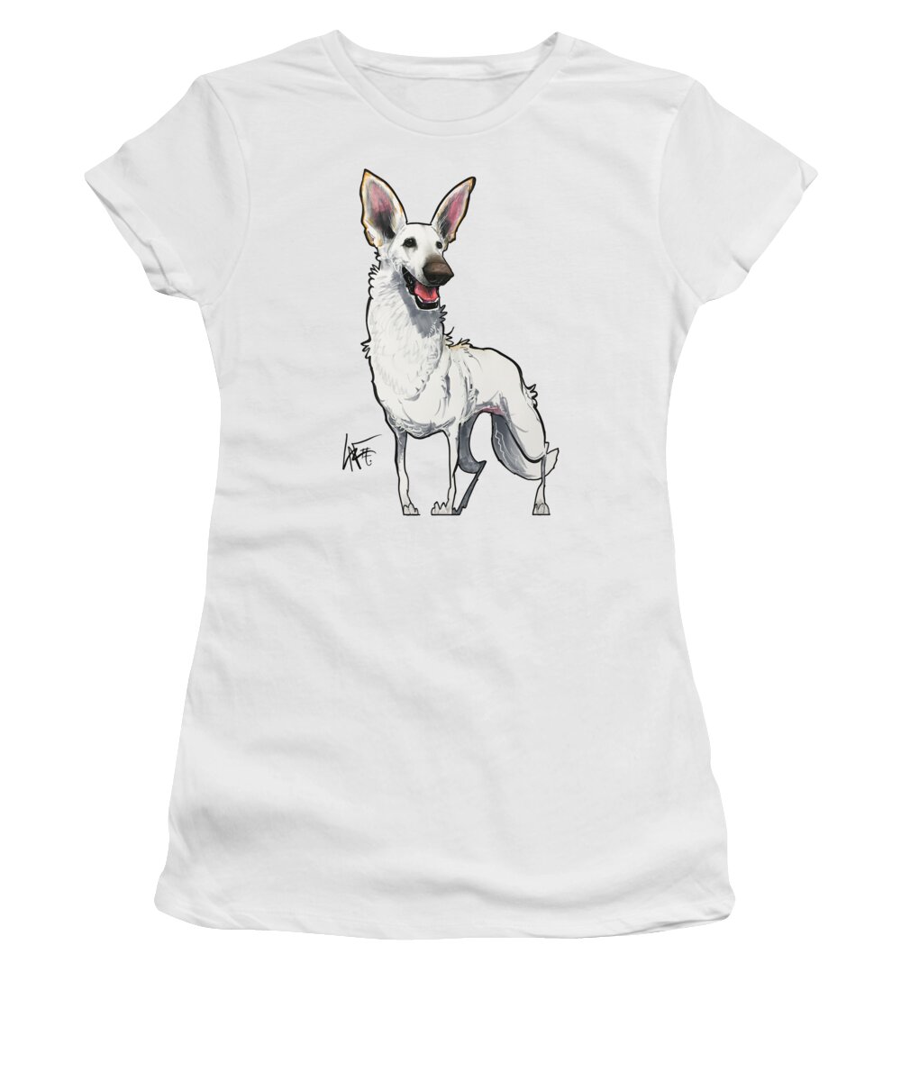 German Shepherd Women's T-Shirt featuring the drawing Walker 3909 by Canine Caricatures By John LaFree