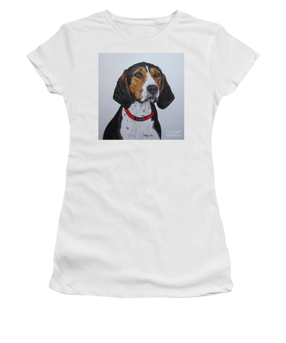 Walker Coonhound Women's T-Shirt featuring the painting Walker Coonhound - Cooper by Megan Cohen