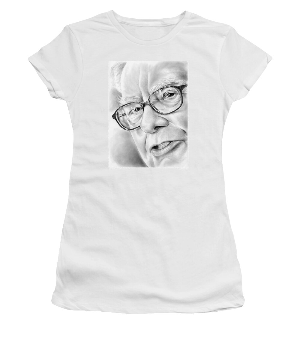 Warren Buffett Women's T-Shirt featuring the drawing Warren Buffett by Greg Joens
