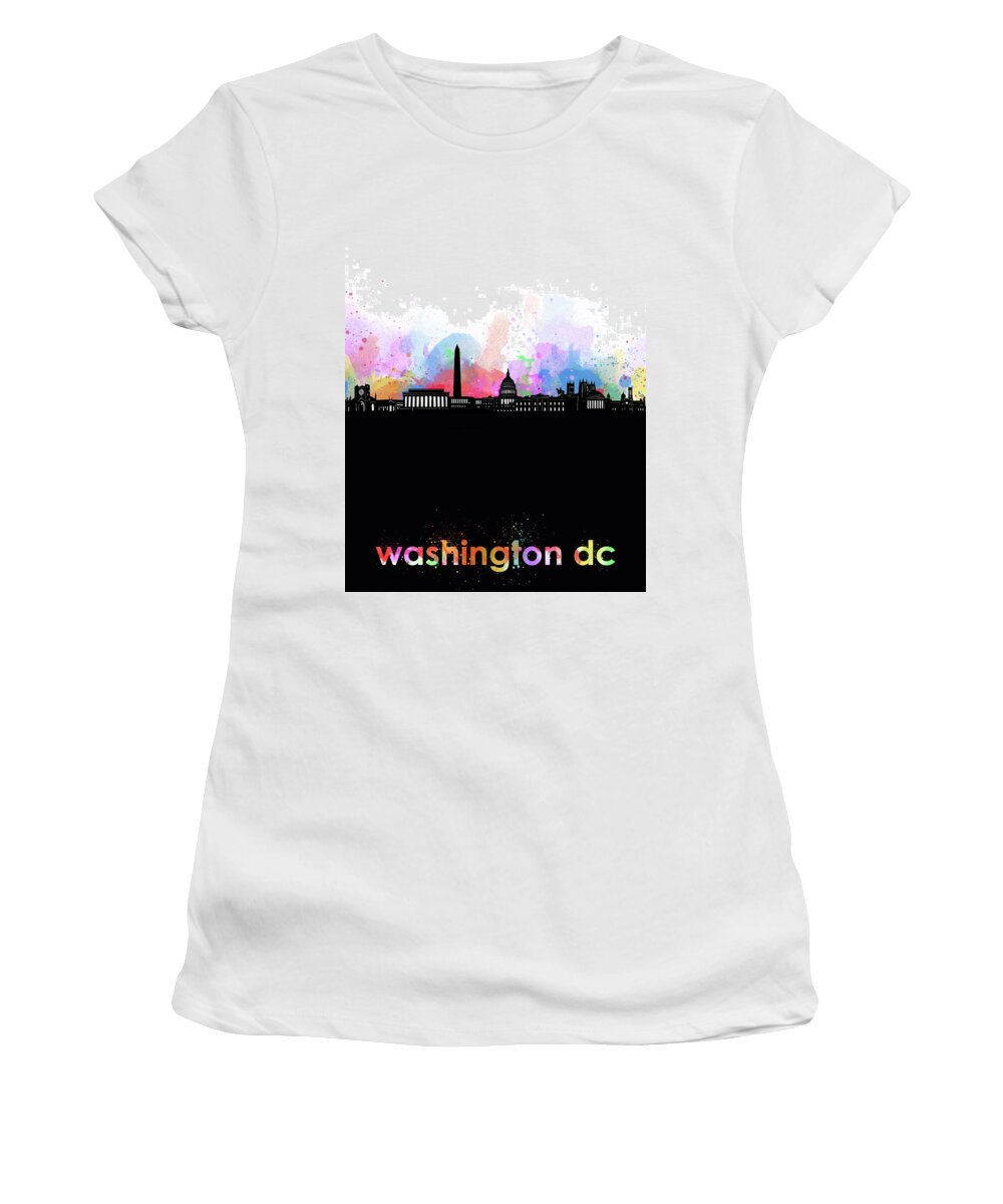 Washington Dc Women's T-Shirt featuring the digital art Washington Dc Skyline Minimalism 6 by Bekim M