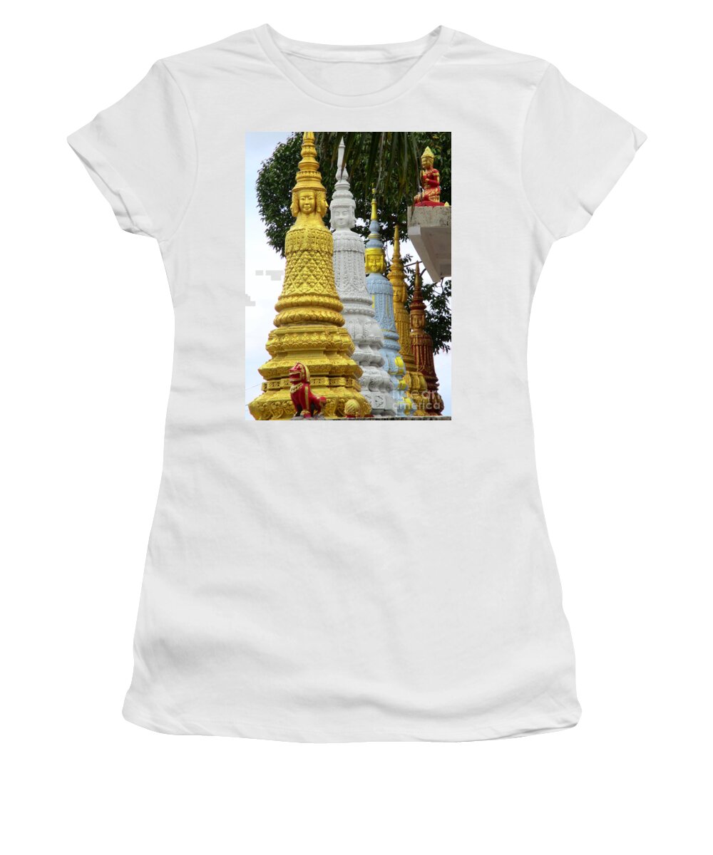 Cambodia Women's T-Shirt featuring the photograph Wat Krom 31 by Randall Weidner