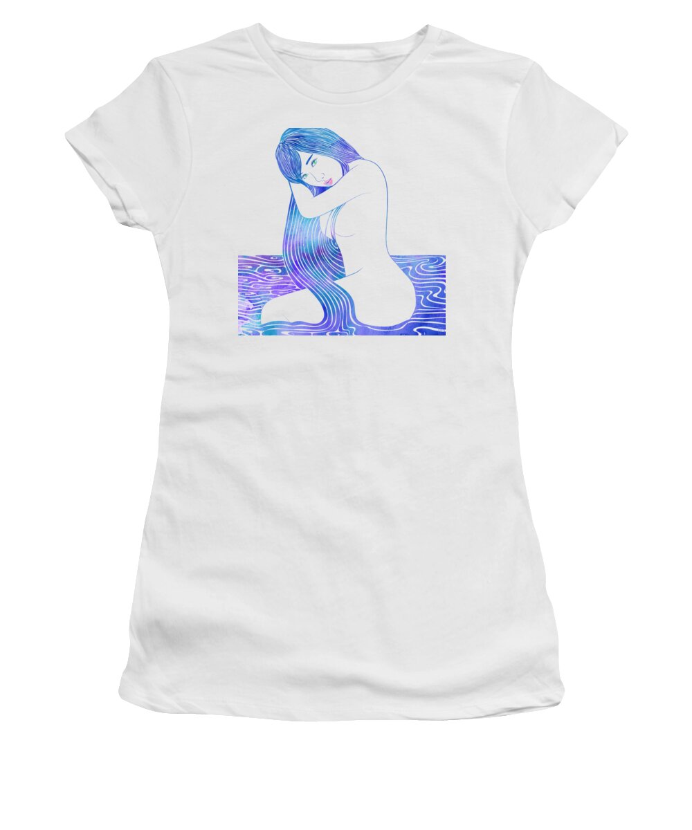 Beauty Women's T-Shirt featuring the mixed media Water Nymph LXXXII by Stevyn Llewellyn