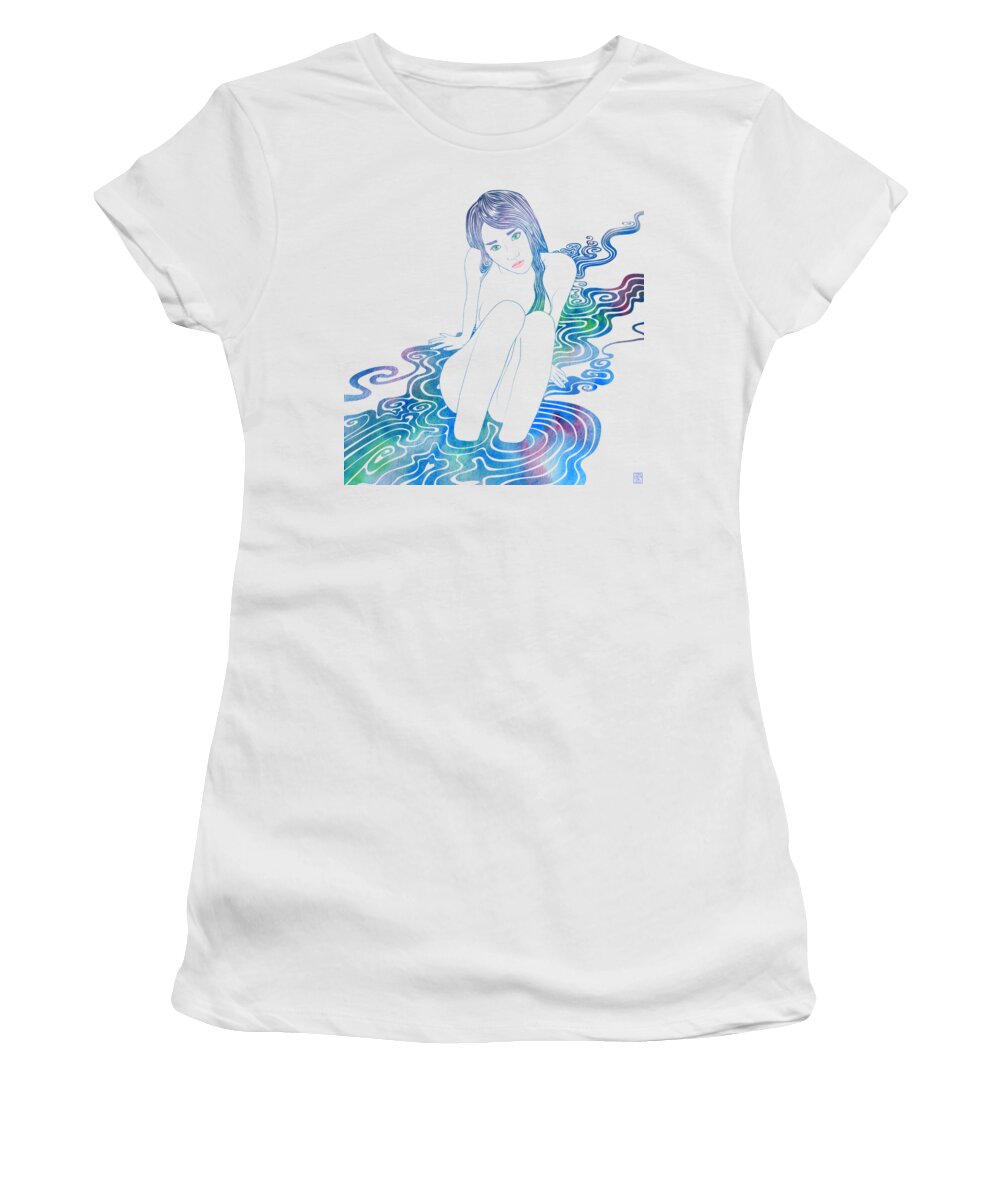 Beauty Women's T-Shirt featuring the drawing Water Nymph LXXXVI by Stevyn Llewellyn