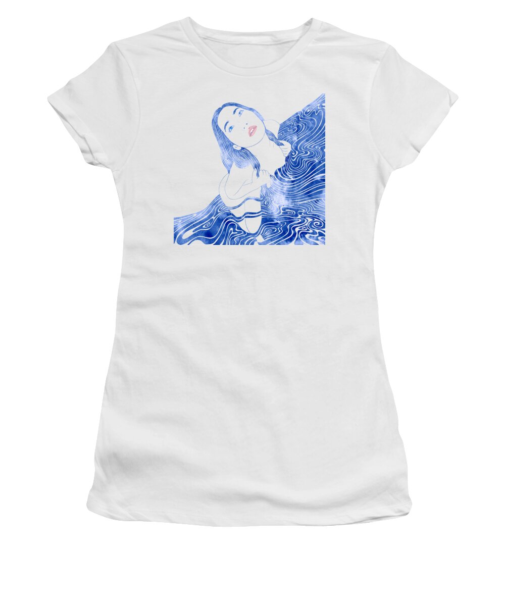Beauty Women's T-Shirt featuring the mixed media Water Nymph XCVII by Stevyn Llewellyn
