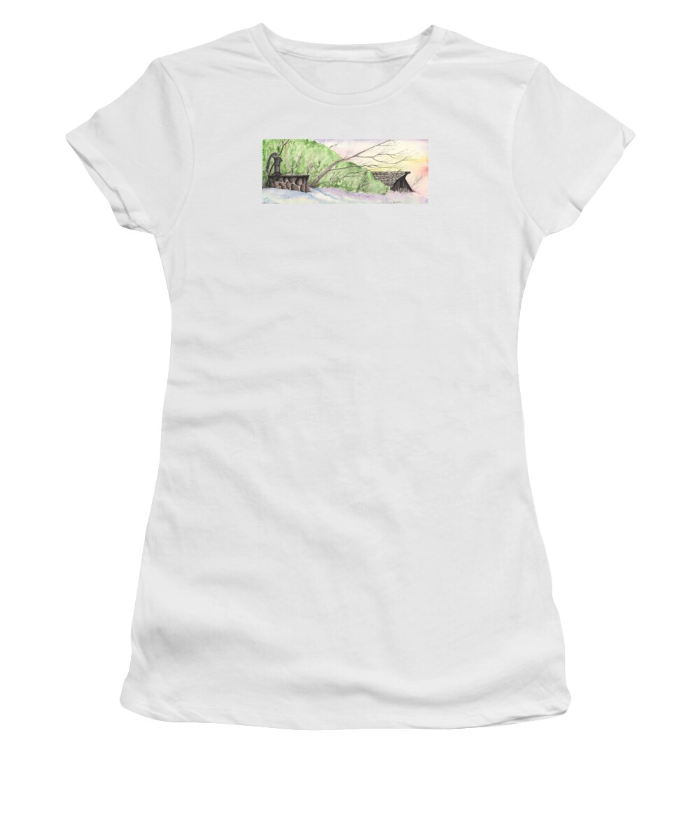 Barn Women's T-Shirt featuring the painting Watercolor barn by Darren Cannell