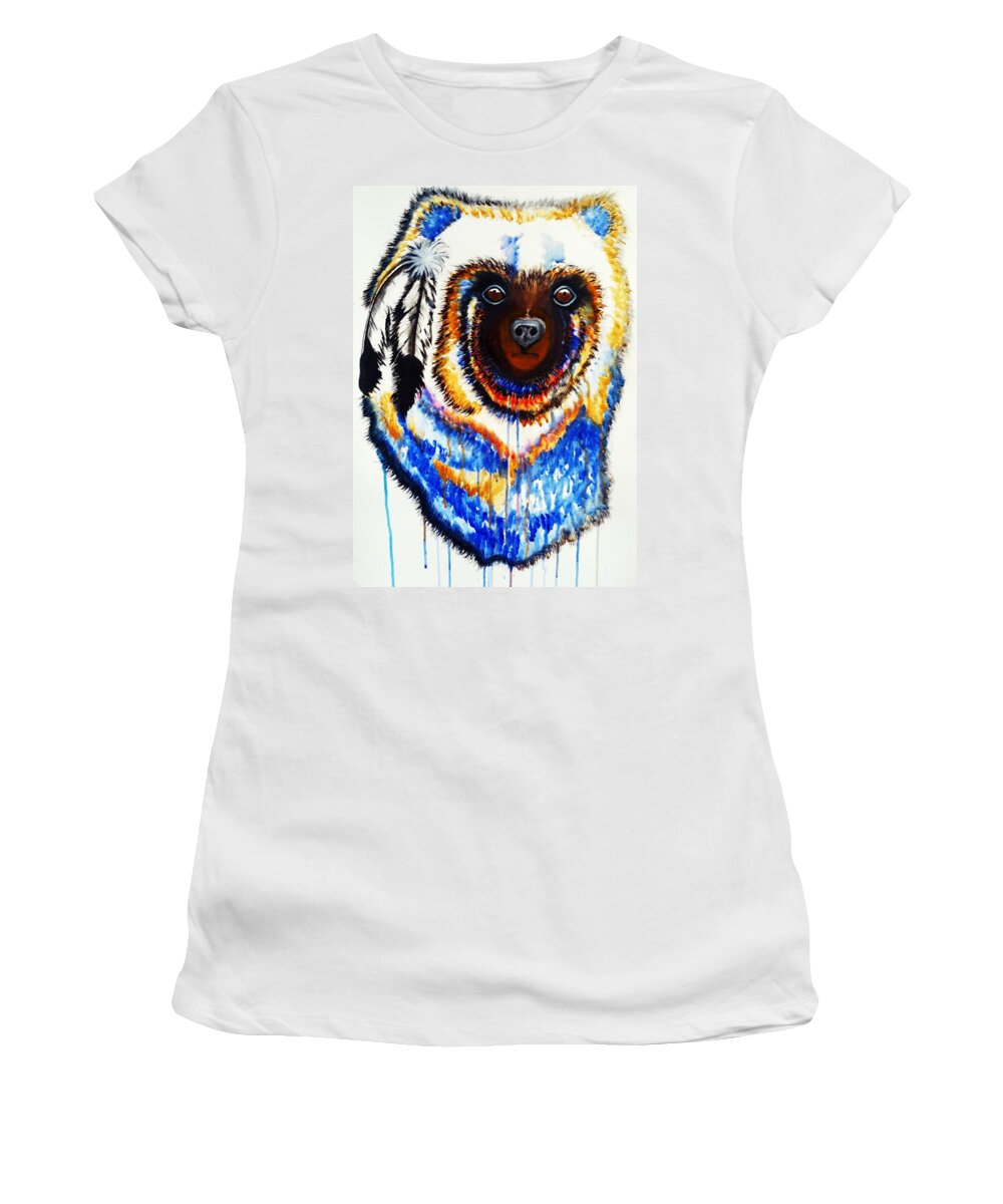 Print Women's T-Shirt featuring the painting Watercolor Painting of Spirit of the Bear by Ayasha Loya by Ayasha Loya