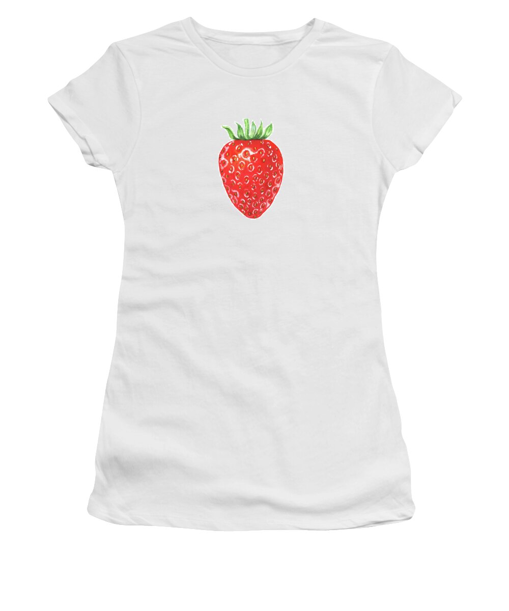 Watercolor Women's T-Shirt featuring the painting Watercolor Strawberry by Irina Sztukowski
