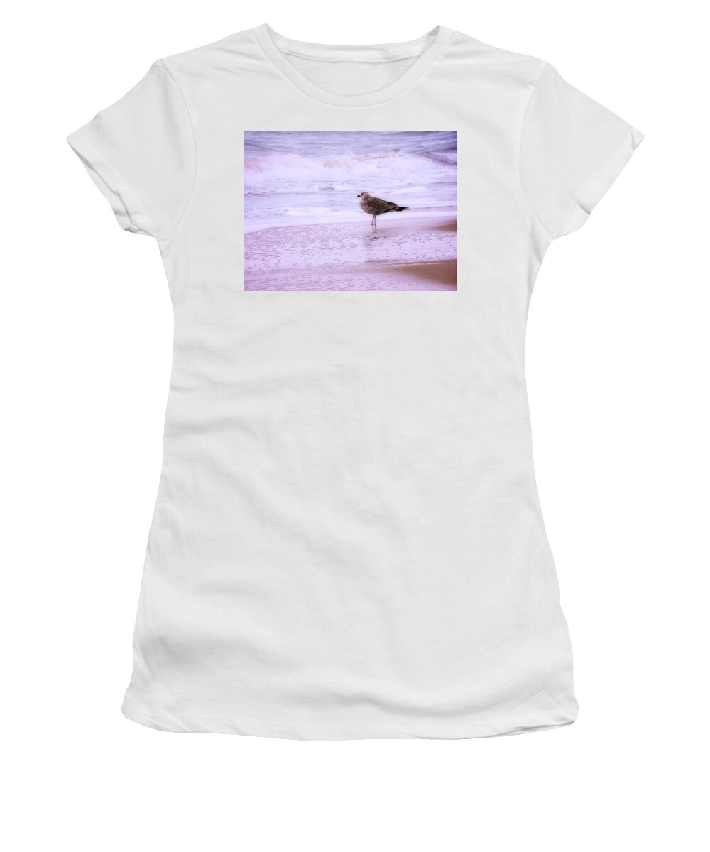 Sandy Women's T-Shirt featuring the photograph Wave Watching by Leslie Montgomery