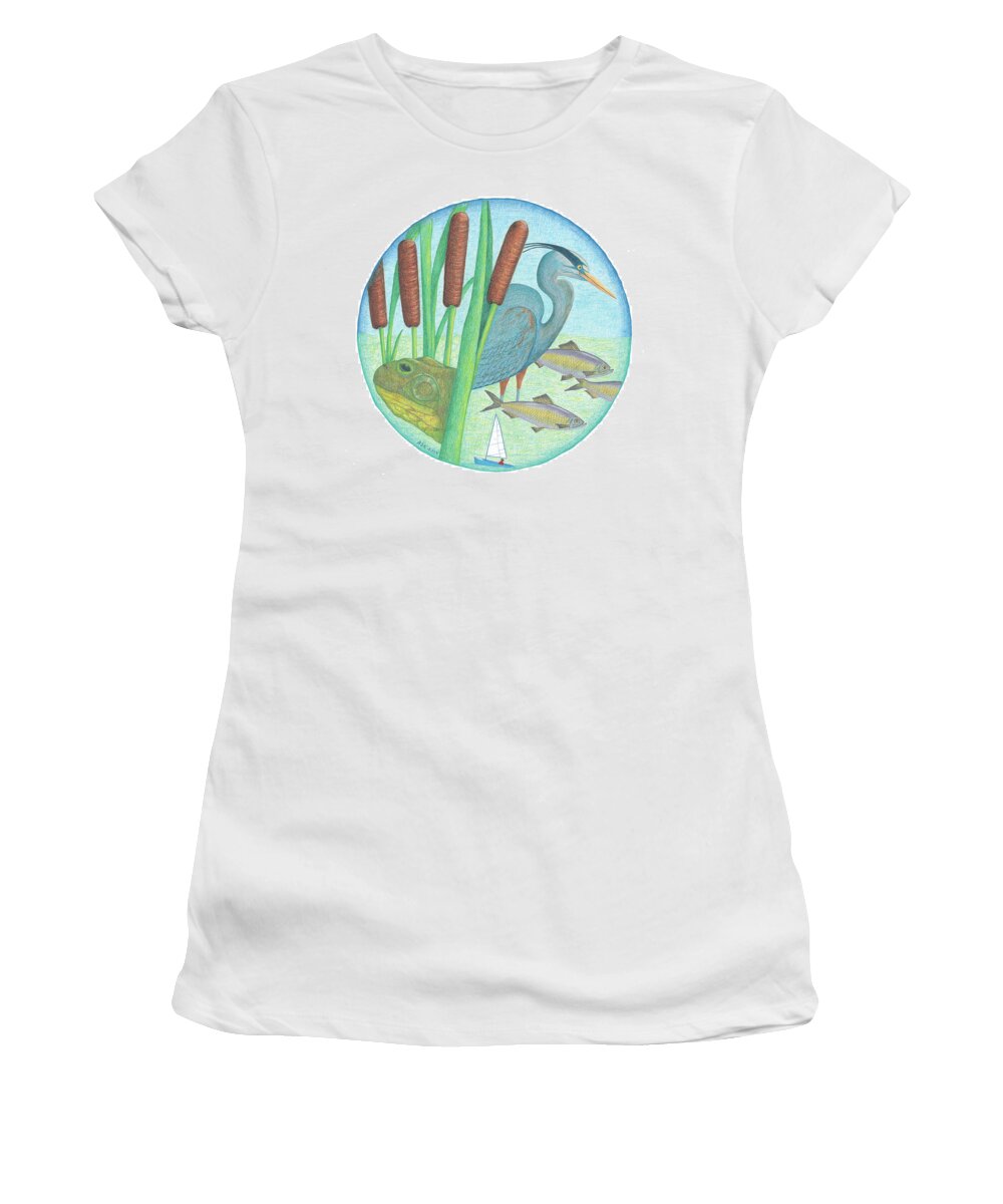 Mystic River Watershed Women's T-Shirt featuring the drawing We Are All Connected by Anne Katzeff