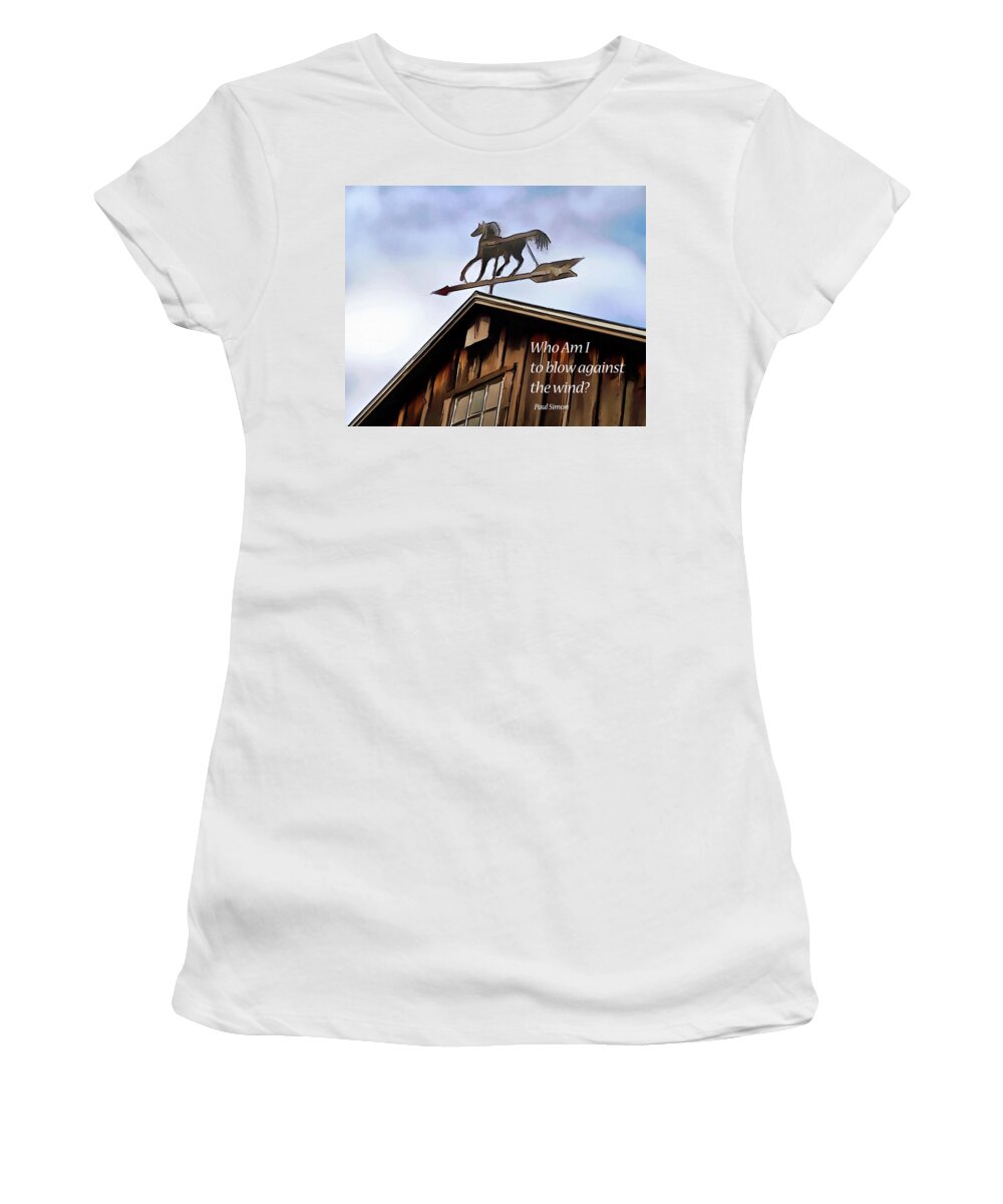 Paul Simon Quote Women's T-Shirt featuring the digital art Weather Vane - Quote by Leslie Montgomery