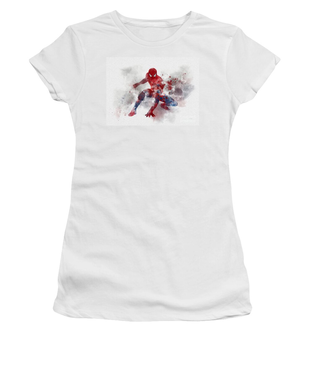 Spider-man Women's T-Shirt featuring the mixed media Web Head by My Inspiration