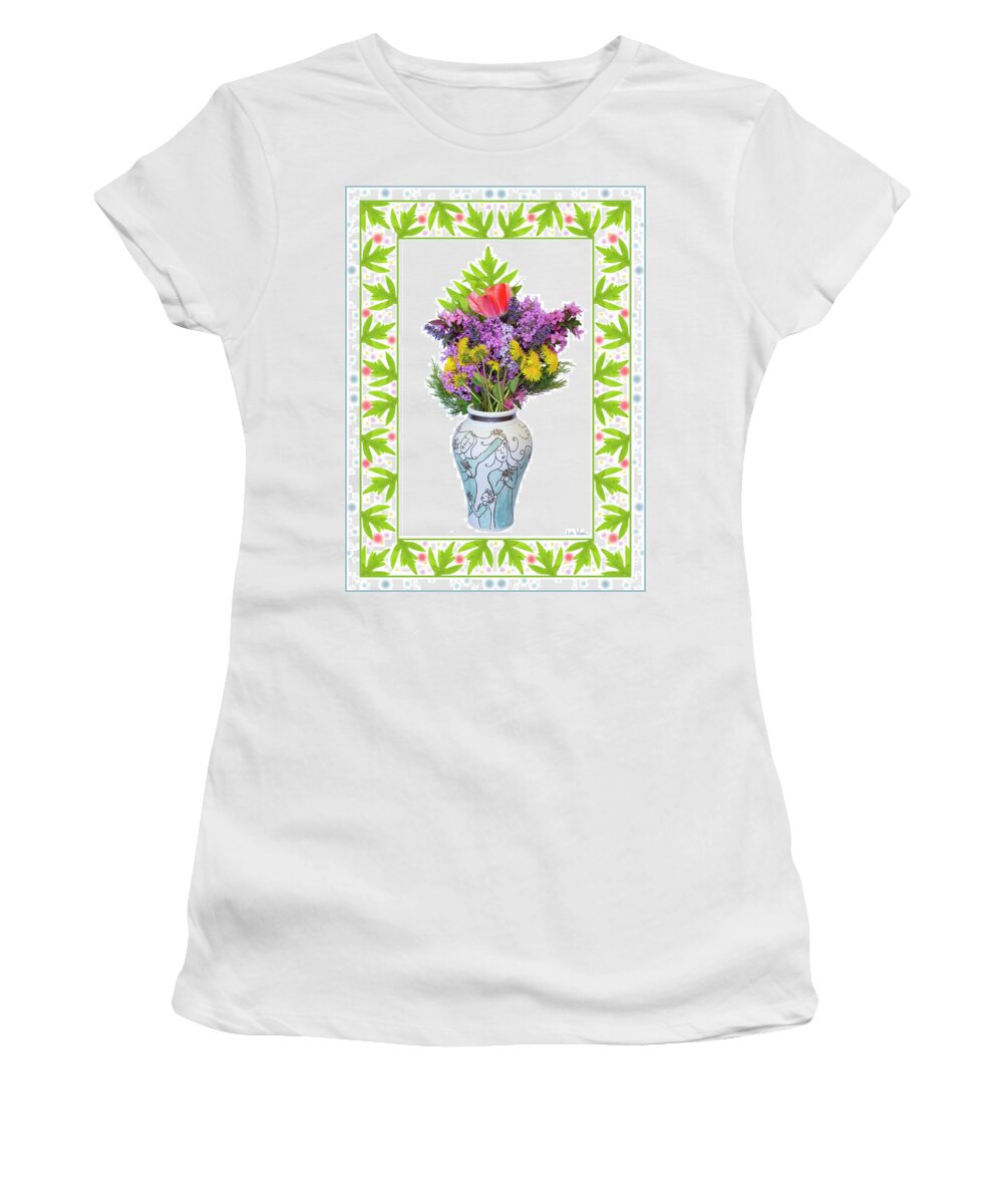Lise Winne Women's T-Shirt featuring the digital art Wedding Vase with Bouquet by Lise Winne